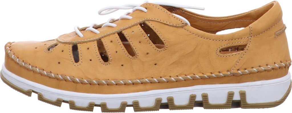 Gemini Damen Sneaker Leder Cutouts sportliche Schnürschuhe 382345, Größe:42 EU, Farbe:Gelb