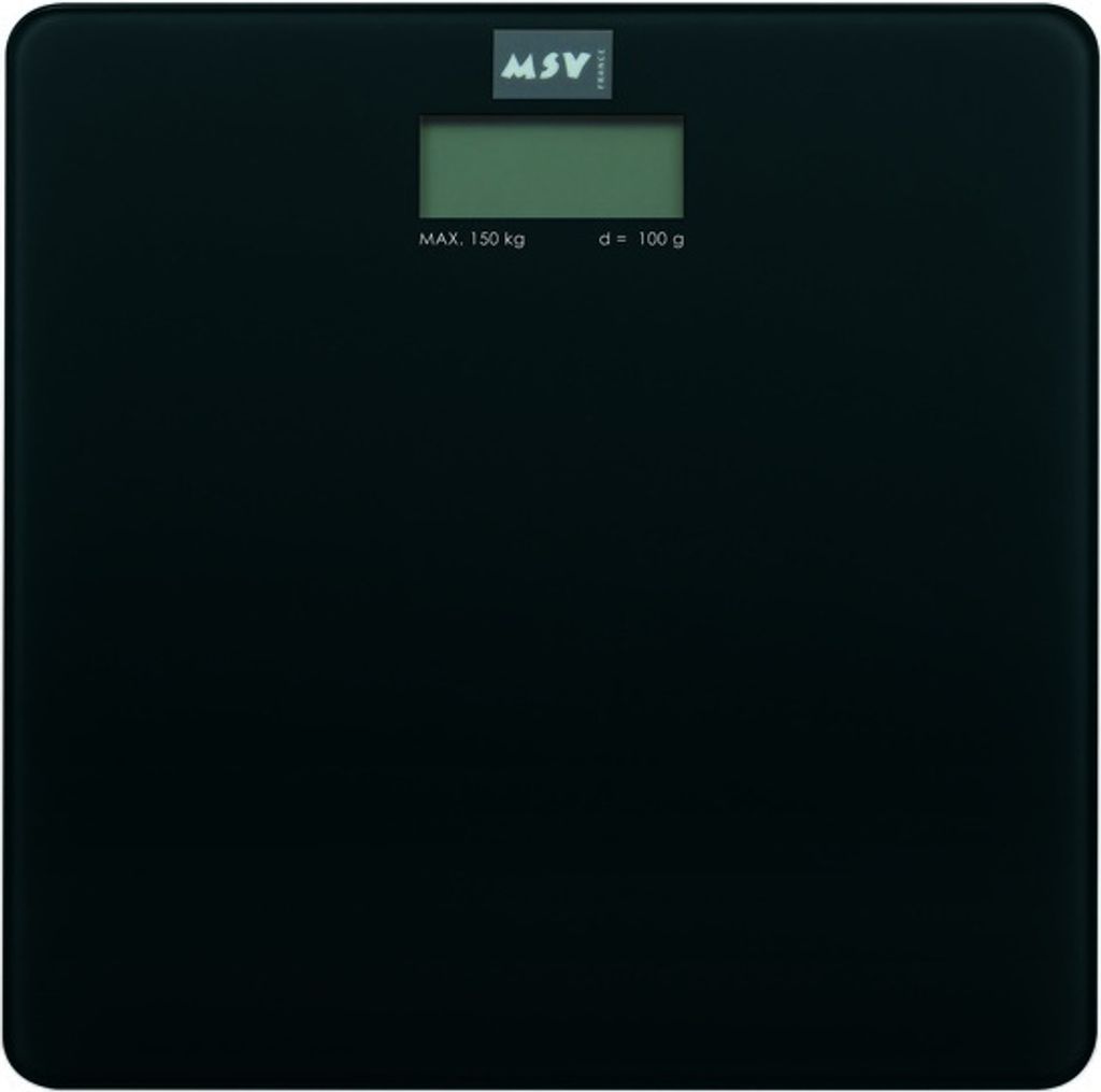 MSV Digitale Personenwaage Körperwaage Waage Gewichtswaage aus Sicherheitsglas, Slim Design, Schwarz