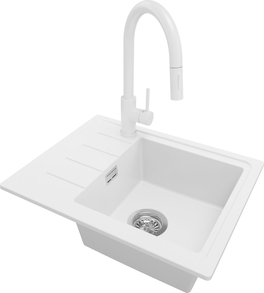 PRIMAGRAN Granitspüle Weiß 55x44cm, Spülbecken 1 Becken + Produktbild 