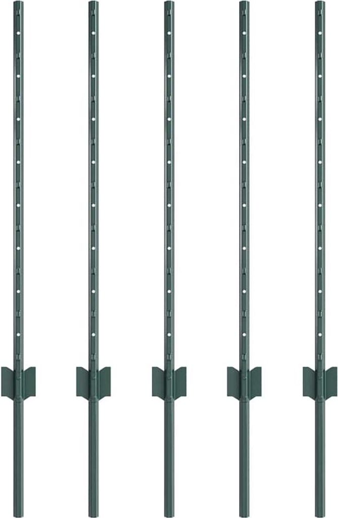 vidaXL Zaunpfosten 5 pcs Grün 120 cm Stahl