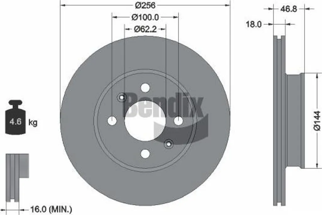 Disque de frein ventilé BENDIX BDS1498 robuste compatible OE 517121J500