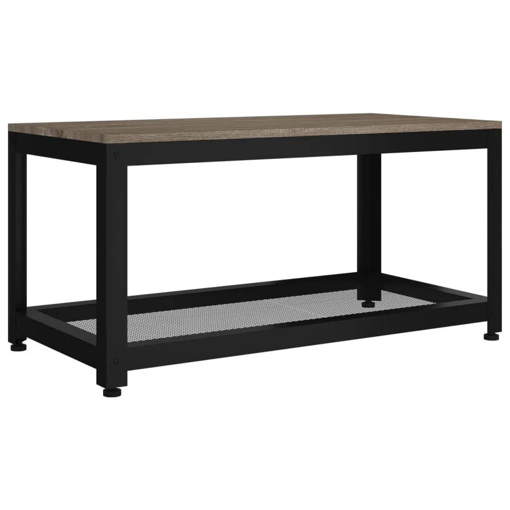 Tavolino Rettangolare Industrial 90x45x45 cm - Ferro e MDF Grigio