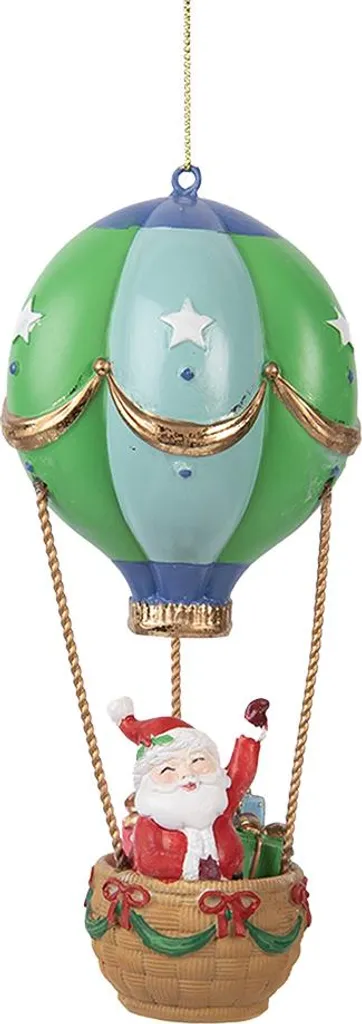 Pendentif Noël Ballon Air Chaud Vert Incassable 18 cm pour Familles