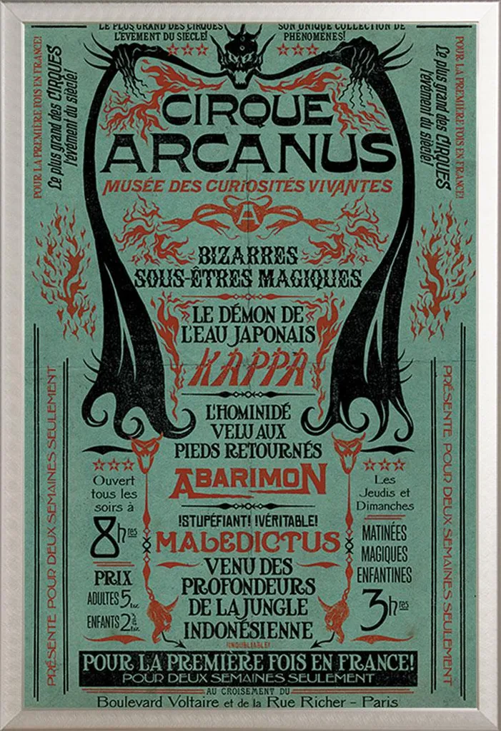 Décoration murale cinéma Les Animaux Fantastiques 2 Poster cadre argent