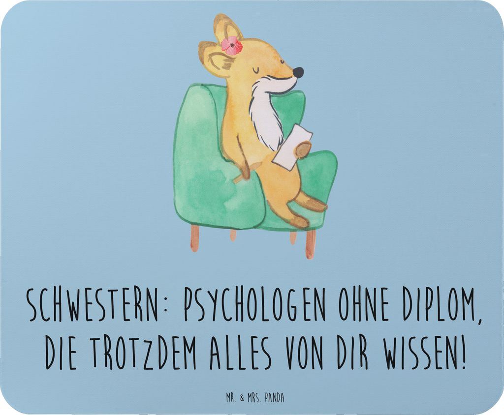 Mr. & Mrs. Panda Mousepad Schwestern Psychologen - Blau Pastell - Geschenk, Geschwisterliebe, Bindung, Familiengeschenk, Mouse Pad, Familie, herzer...