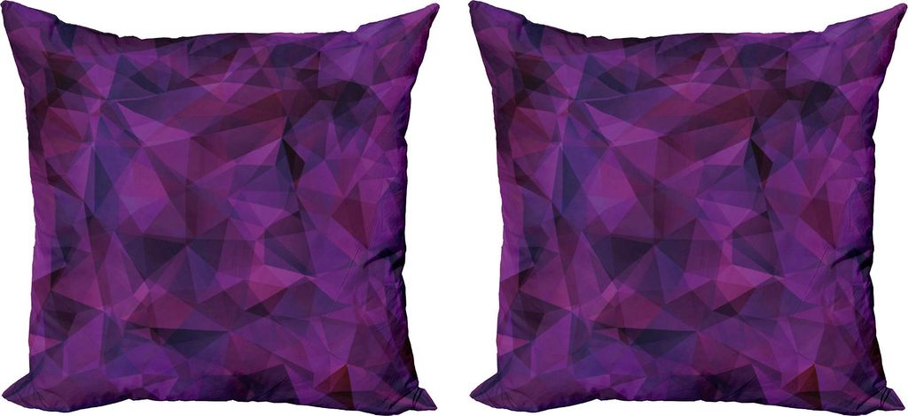 ABAKUHAUS Indigo Kissenbezug Set (2Stück), Zerbrochenes Glas inspirierte geometrische abstrakte Formen des Dreiecks, 40 x 40 cm, Aubergine Burgund