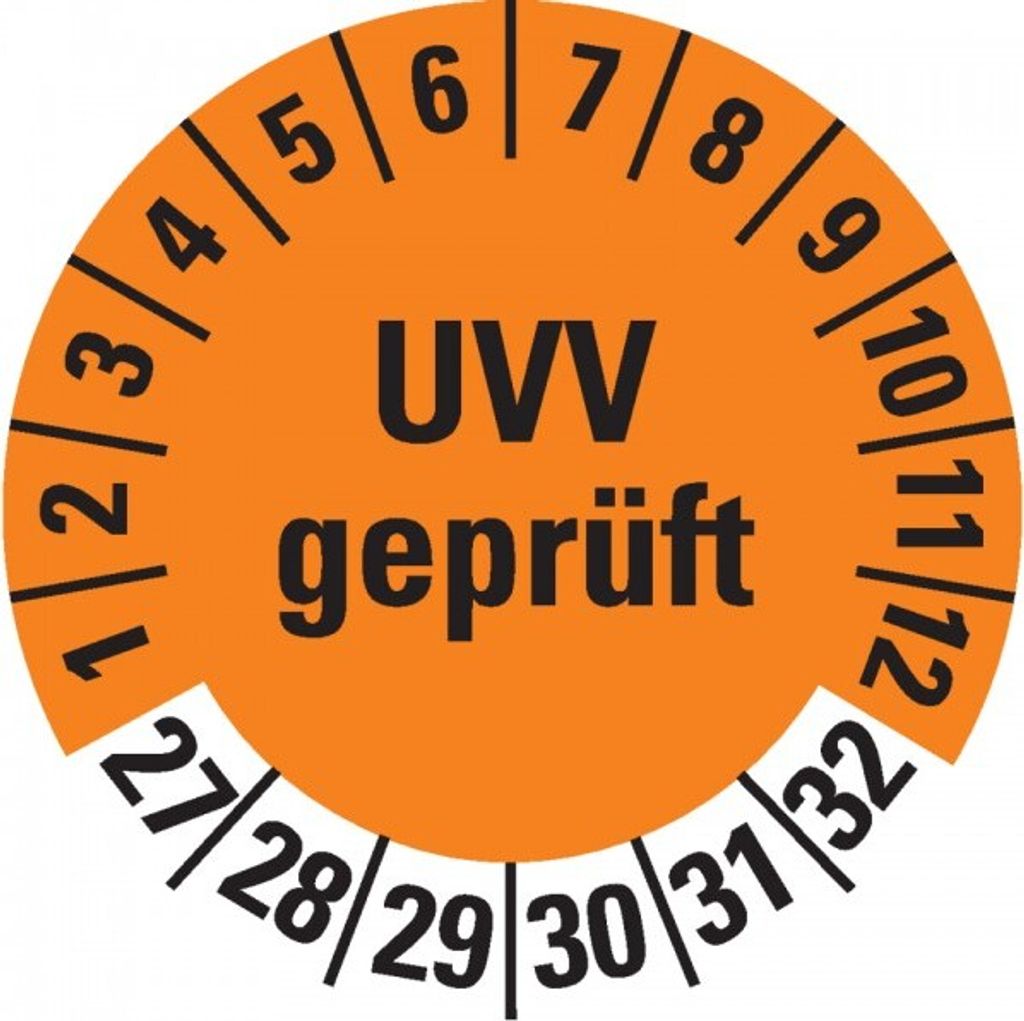Dreifke Prüfplakette UVV 27-32,orange,Dokumentenfolie,selbstkl.,Ø30m...
