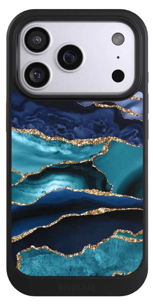 NIVOCASE Hülle für Apple iPhone 17 Pro Handyhülle NIVOcore Case Schwarz Glitzer Look Marmor Trends