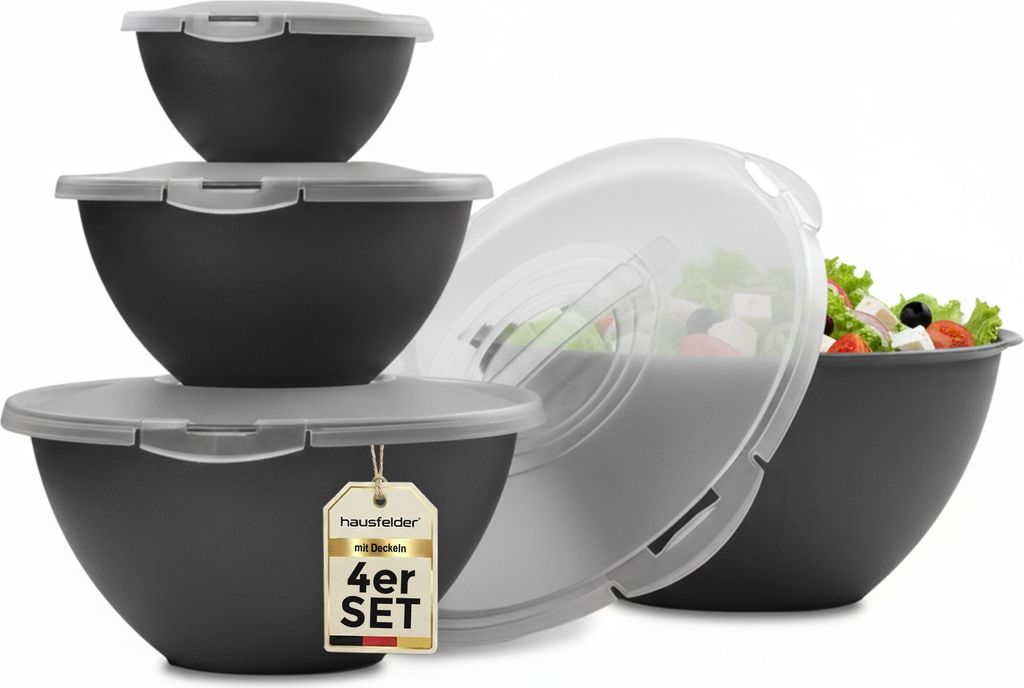 Salatschüssel Set groß mit Deckel ,0,7-6 L in Anthrazit Produktbild 