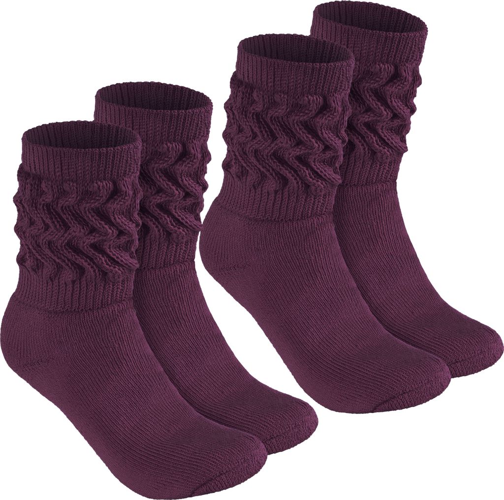 BRUBAKER Slouch Socken - Damen Schoppersocken für Fitness, Yoga und Workout - Sportsocken für Frauen, Lila, Größe 35-38, 2 Paar