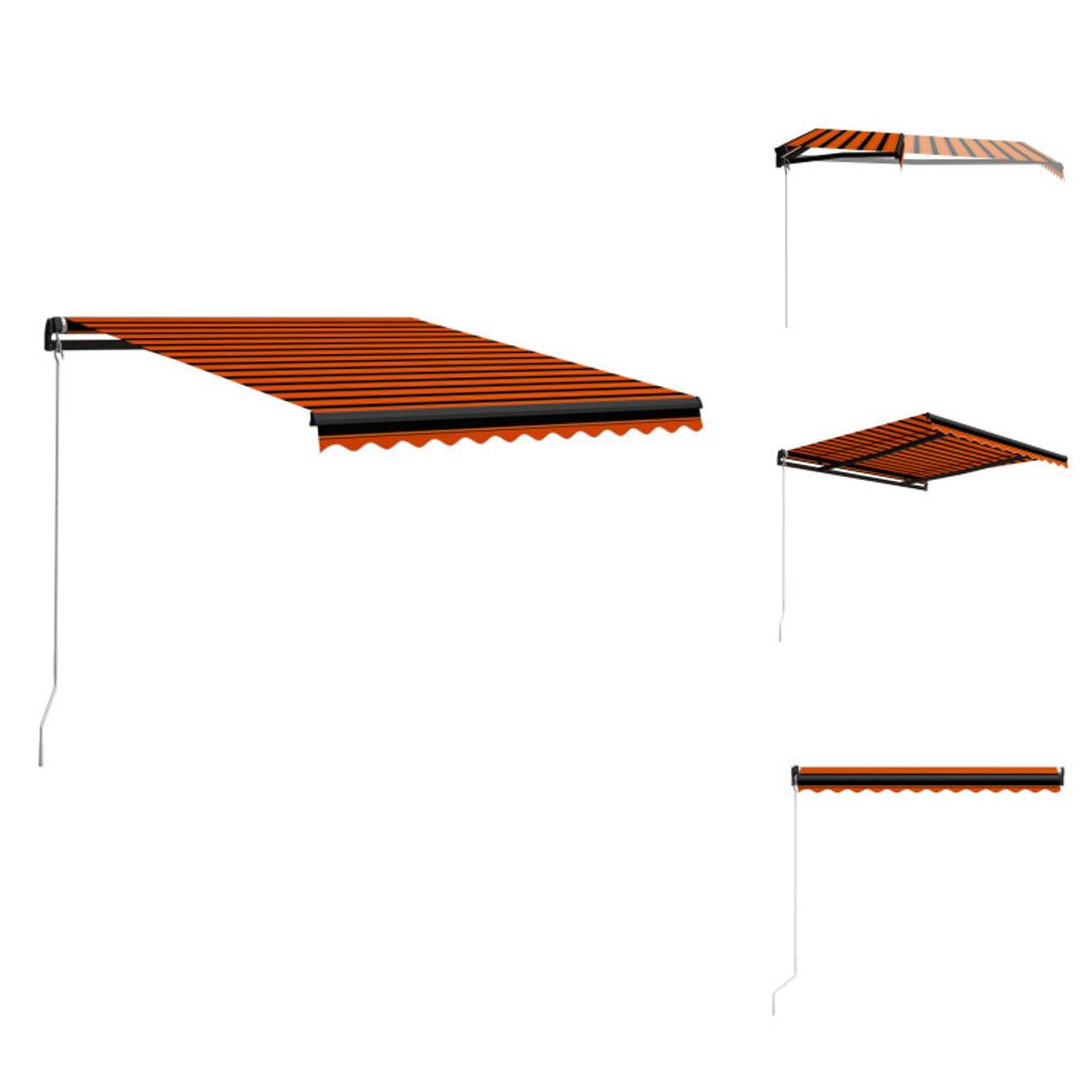 vidaXL Einziehbare Markise Handbetrieben 350 x 250 cm Orange und Braun - Markisen