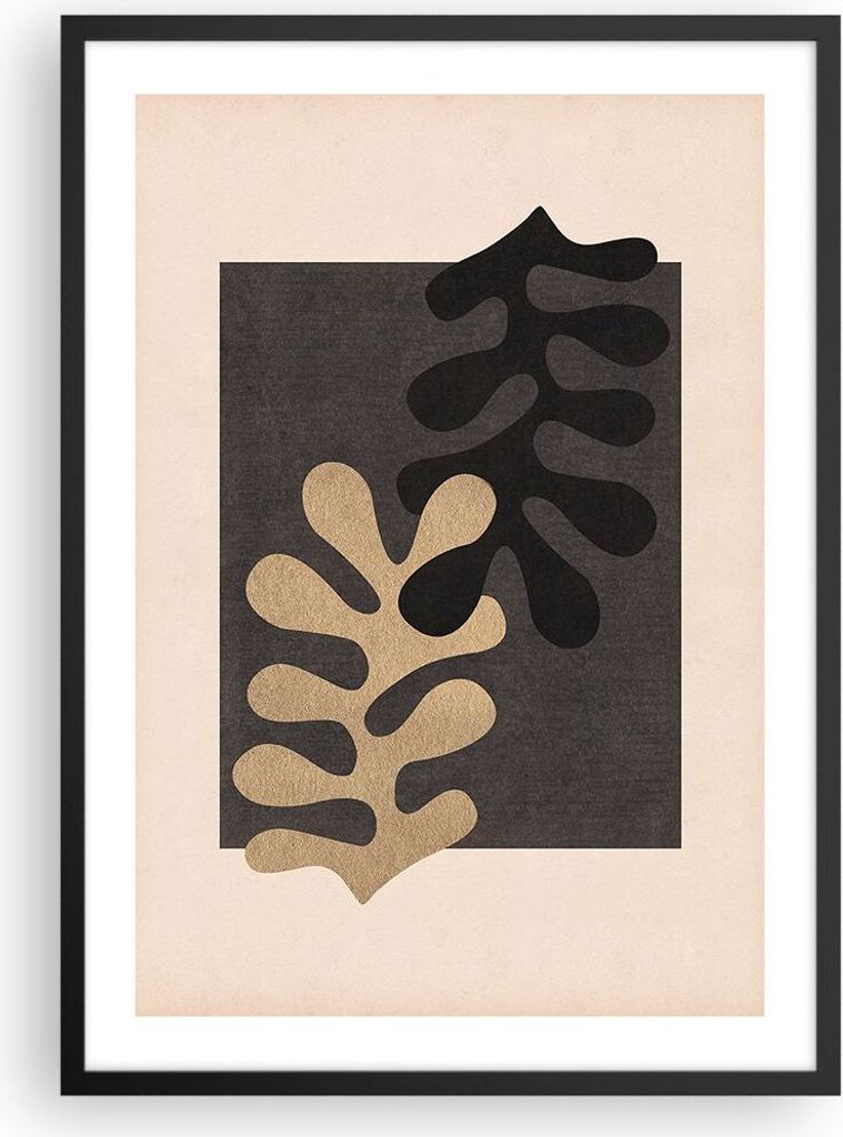 Gerahmtes Poster - Schwarzer Rahmen - Blätter Form Figur - 50x70 cm - Wand Bild - Wanddeko - Wandbilder - Kunstposter - Wandposter - Bilderrahmen ...