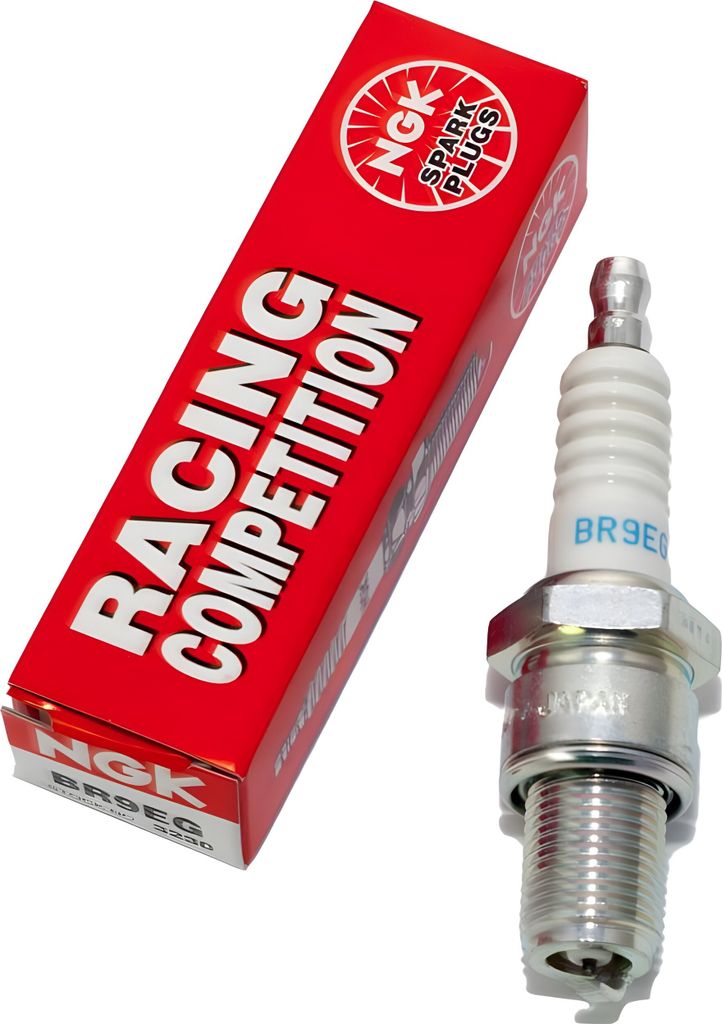 Zündkerze NGK BR9EG Racing / Rennzündkerze entstört, 19,0mm Langgewinde Ø 14,0mm Hex 20,8mm, Elektrodenabstand 0,75mm, Wärmewert 9, 3230 / 4015