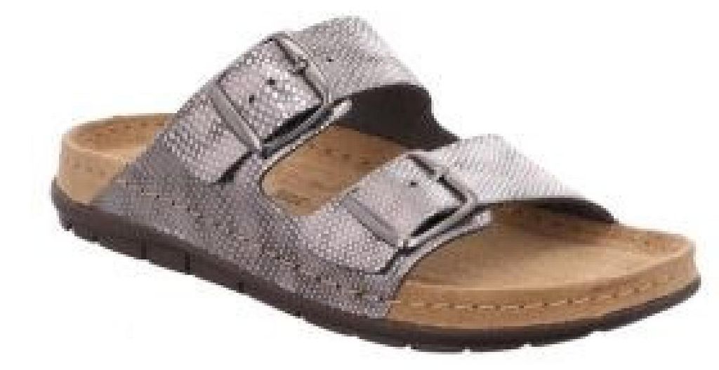 Rohde Damen Pantolette gemusterter Zweiriemer mit Schnalle Rodigo-D 5872, Größe:41 EU, Farbe:Grau