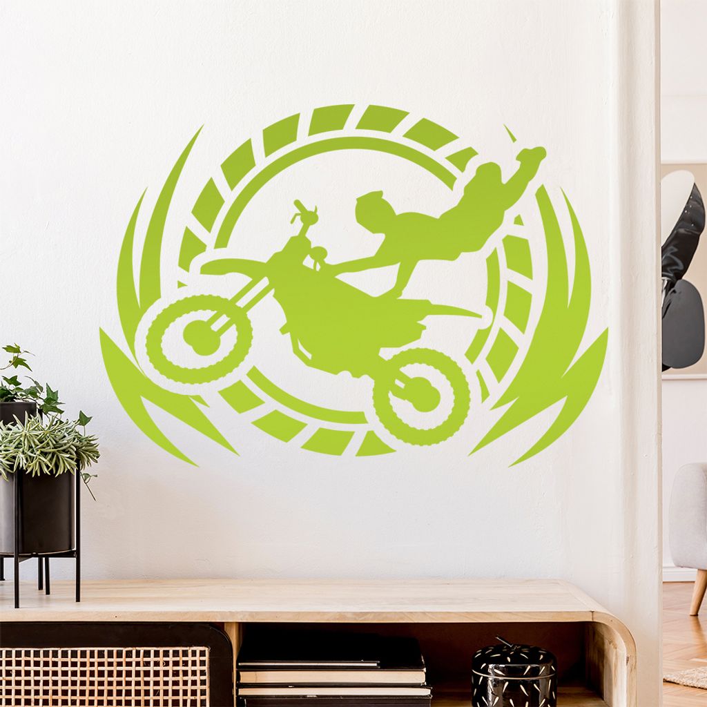 Motocross Stunt Wandtattoo Wandaufkleber Wall Sticker - Dekoration, Küche, Wohnzimmer, Schlafzimmer, Badezimmer
