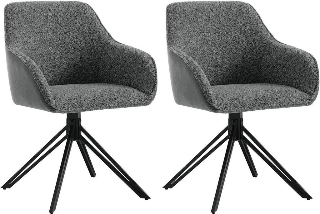 Sitzgarnitur für das Esszimmer - Rotierende Sessel - Ledergarnituren - Weicher Bouclé-Stoff - 58 cm x 82 cm x 53,5 cm