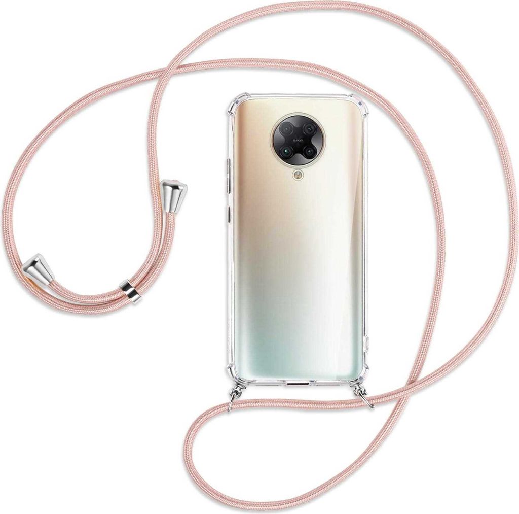 Handykette Backcover-Schutzhülle mit Band (Metall silberfarben) für Xiaomi Redmi K30 Pro, Poco F2 Pro - roségold