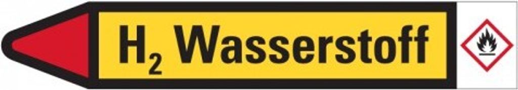Dreifke Aufkleber I RKZ-Etikett H2 Wasserstoff, links, gelb/schwarz/rot, für...