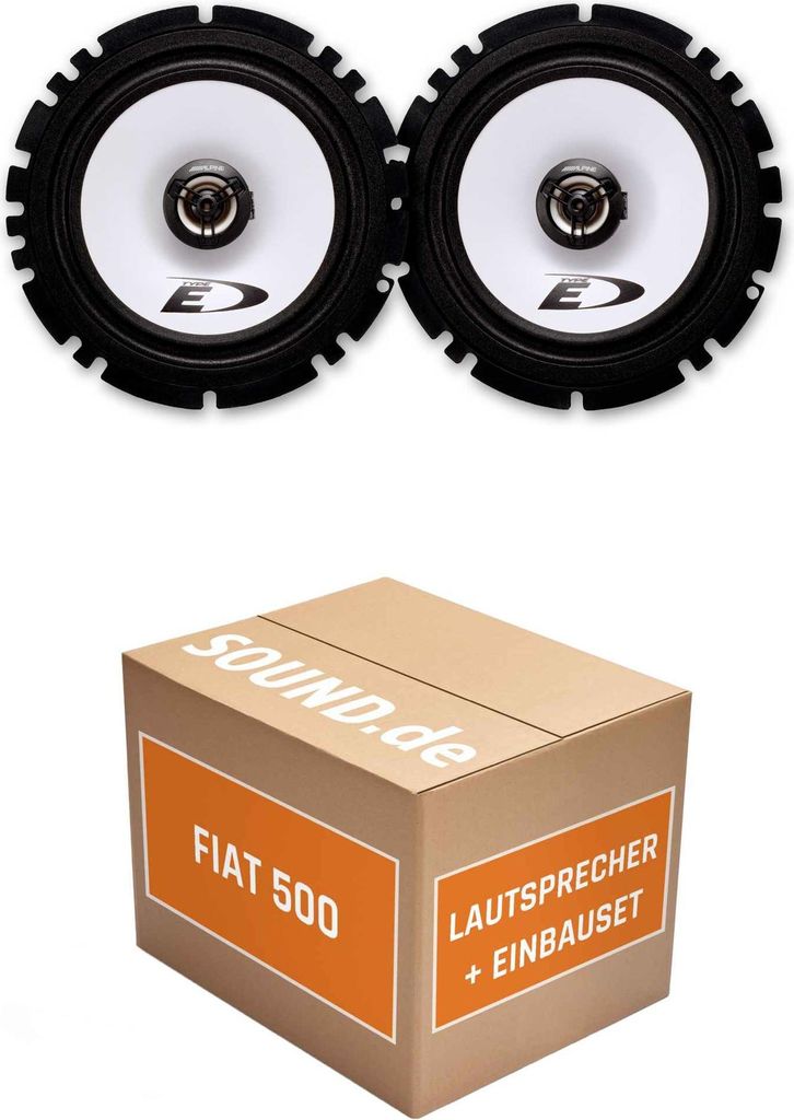 Lautsprecher Boxen Einbaupaket vorne Alpine SXE-1725 passend für Fiat 500 L | 2x Tief-Mitteltöner mit integriertem Hochtöner 220W MAX