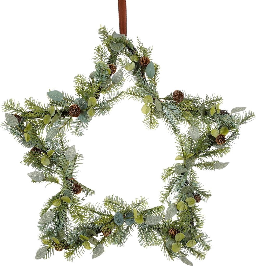 House of Seasons Weihnachtskranz Stern H6 x Ø60 cm - Grün