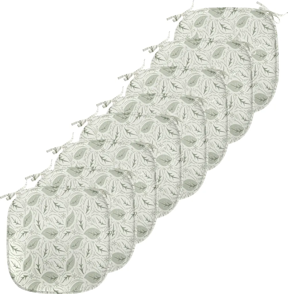 Cuscini Sedie Shabby ABAKUHAUS 40x40 Fiori Crema Verde Set da 8