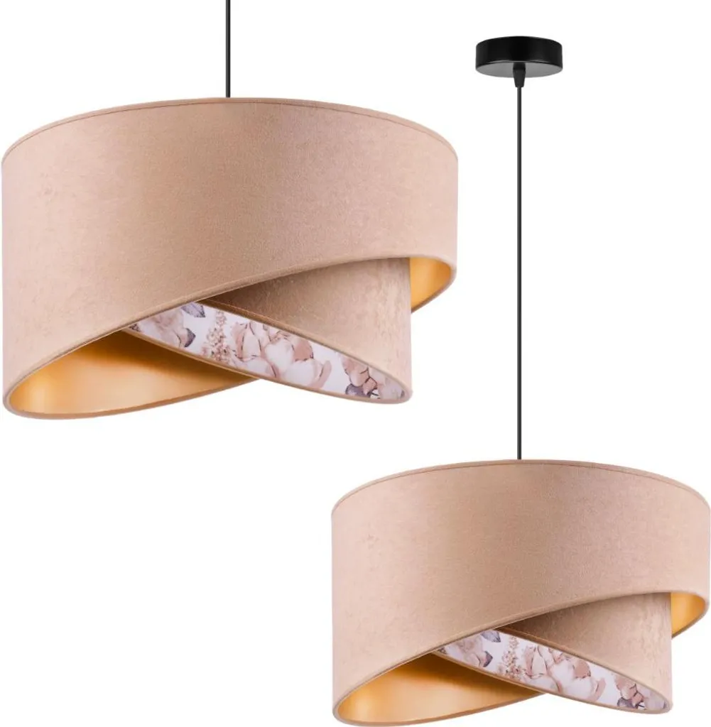 Lampadario Glamour Oro con Paralume - Illuminazione Soffitto Elegante