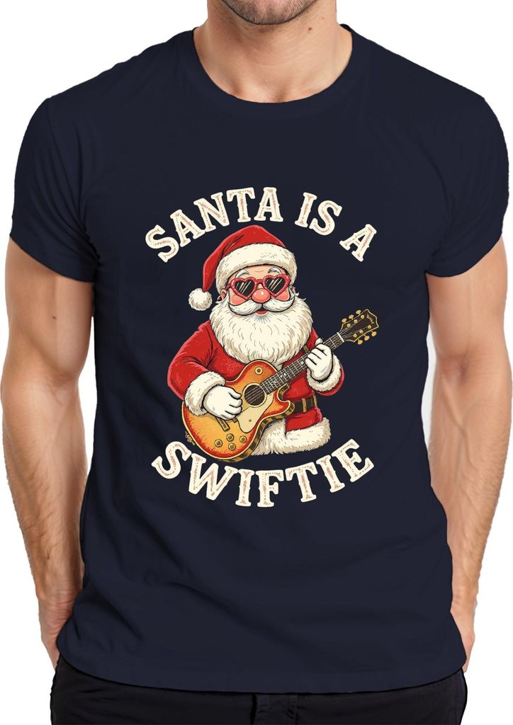 SANTA lustiger Spruch Weihnachten Swift Gitarre Musik Rock Herren T-Shirt, Navy, M