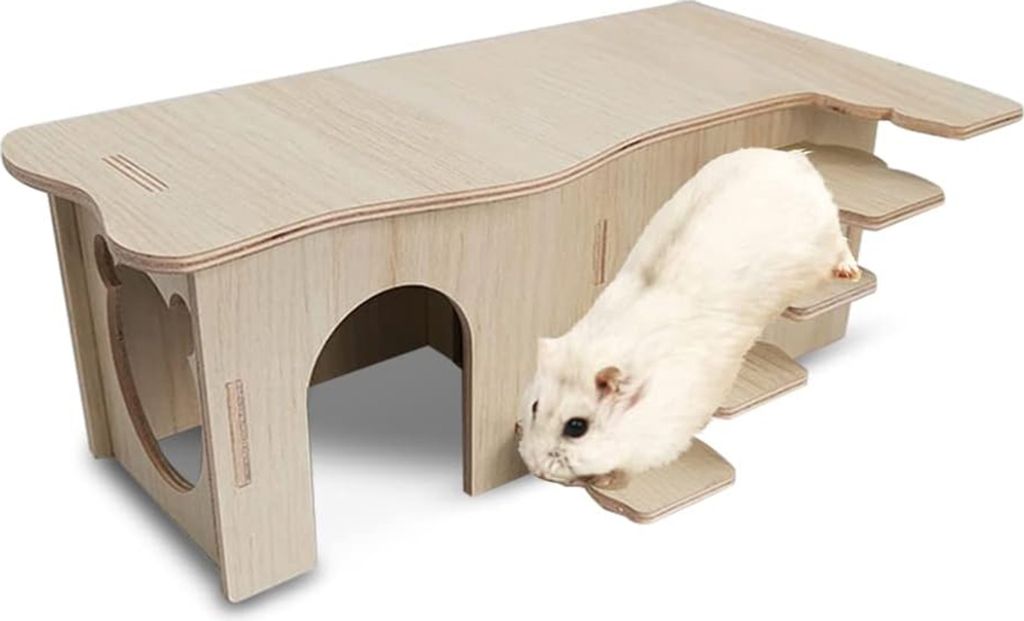 Hamsterhaus aus Holz, Mehrkammerhaus, Spielplatz, Haus für Zwerghamster, Rennmäuse, Degus,