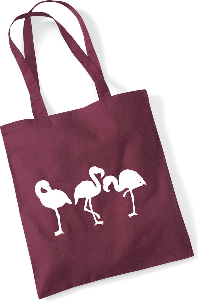 Huuraa Jutebeutel Flamingos Silhouette 10 Liter Burgundy Baumwolle Tasche Geschenkidee