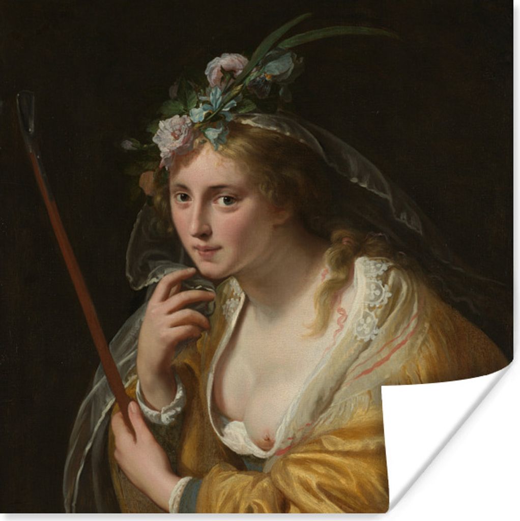 MuchoWow Poster Eine Hirtin - Gemälde von Paulus Moreelse 100x100 cm - Babyzimmer