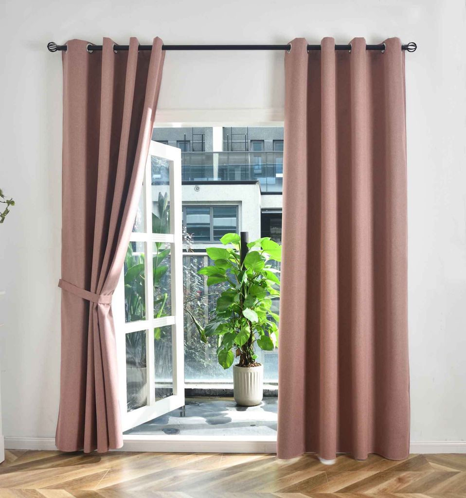 2er Set Verdunkelungsvorhänge Ösen Raffhalter HxB 225x145 cm Altrosa 100% Verdunkelung Blackout »München Dark« Dreischichtige Bindung Fischgr...