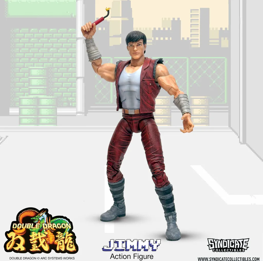 Figurine d'action articulée Jimmy Double Dragon 18 cm Style Retro