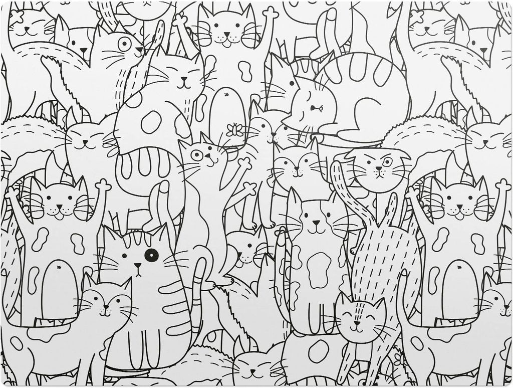 Katzenzeichnung – Bodenschutzmatte – Stuhlunterlage 120x90 cm – Rutschfest – Hartbodenmatte