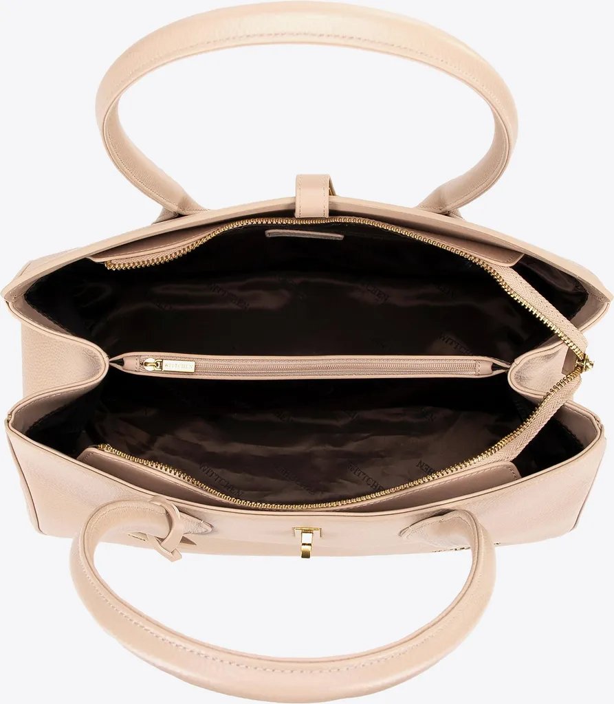 Grand Sac à Main Shopper en Cuir Véritable Beige - Cabas de Créateur - 4
