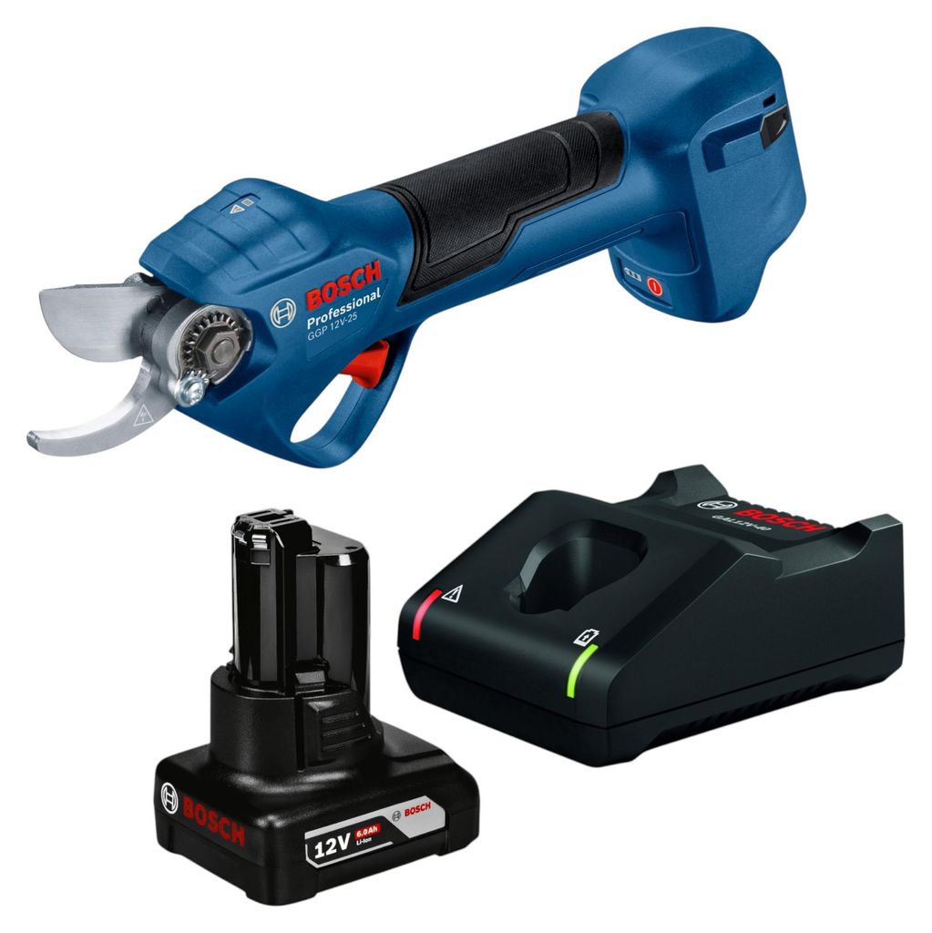 Bosch GGP 12V-25 Akku Gartenschere 12 V 25 mm Brushless + 1x Akku 6,0 Ah + Ladegerät