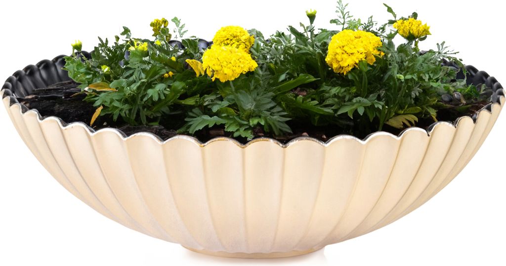 Dekoschale runde Pflanzschale für draussen champagner gold 22 cm