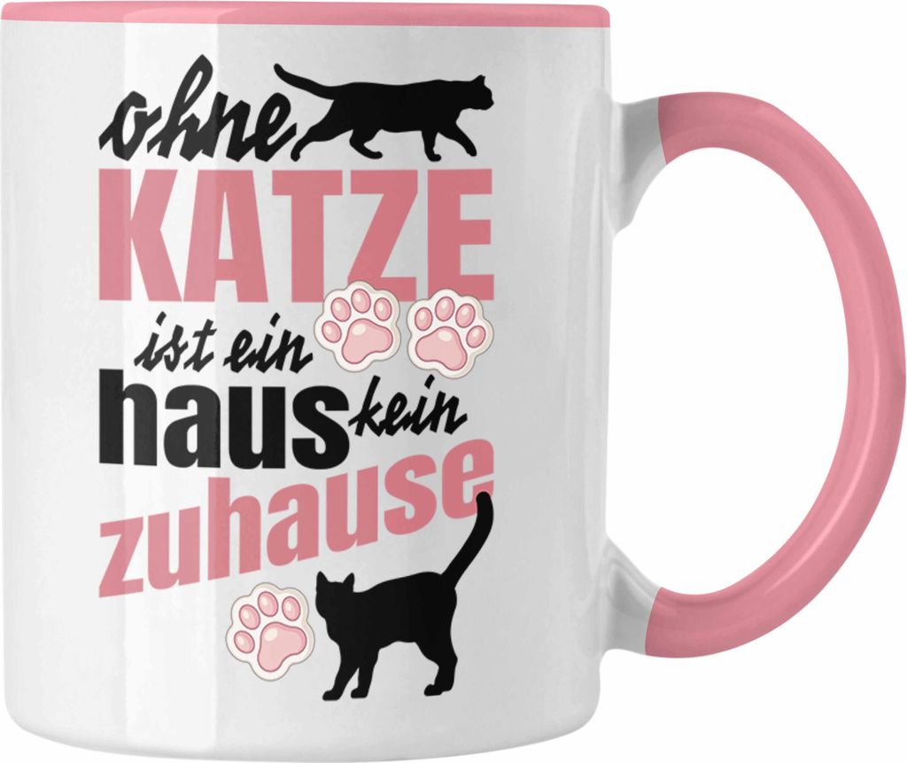 Trendation - Katze Tassen Katzenbesitzer Geschenk Katzen Geschenkidee Lustige Tasse mit Spruch Kater Katzenmama (Rosa)