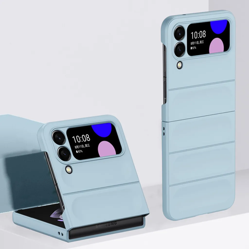 Custodia Galaxy Z Flip4 5G, Custodia protettiva antiurto in silicone gommato per Samsung Galaxy Z Flip 4 5G Azzurro