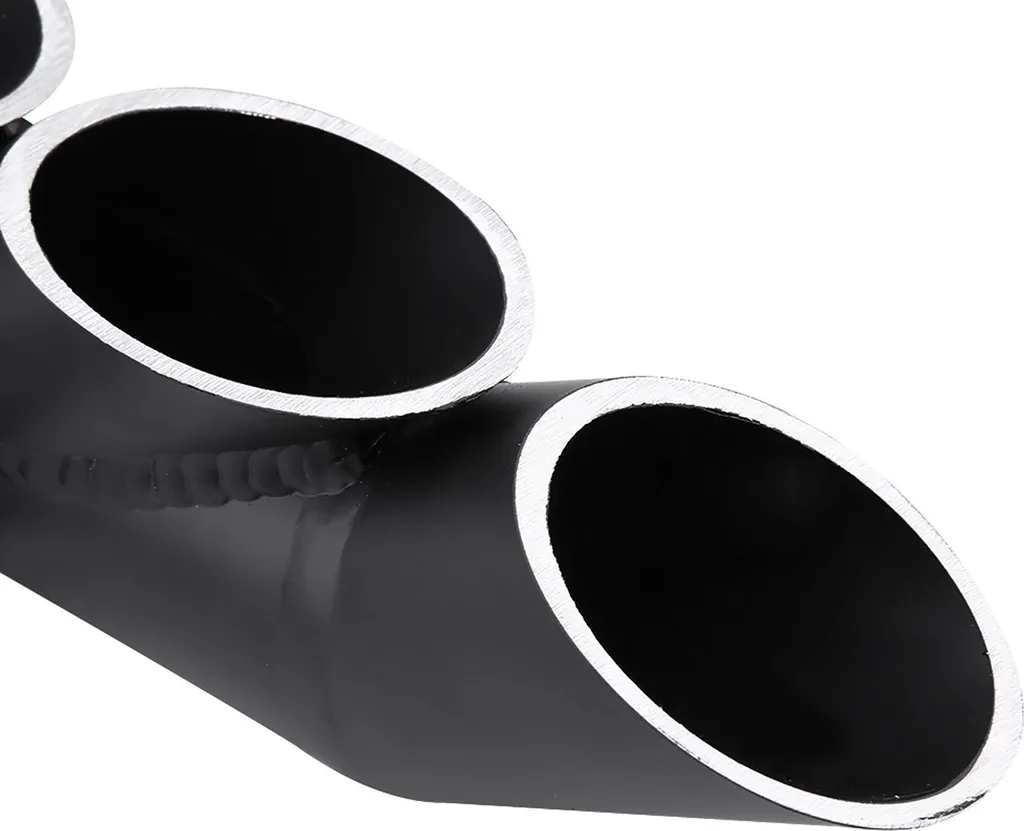 Échappement moto noir pour modification custom, 3 sorties en inox - 5