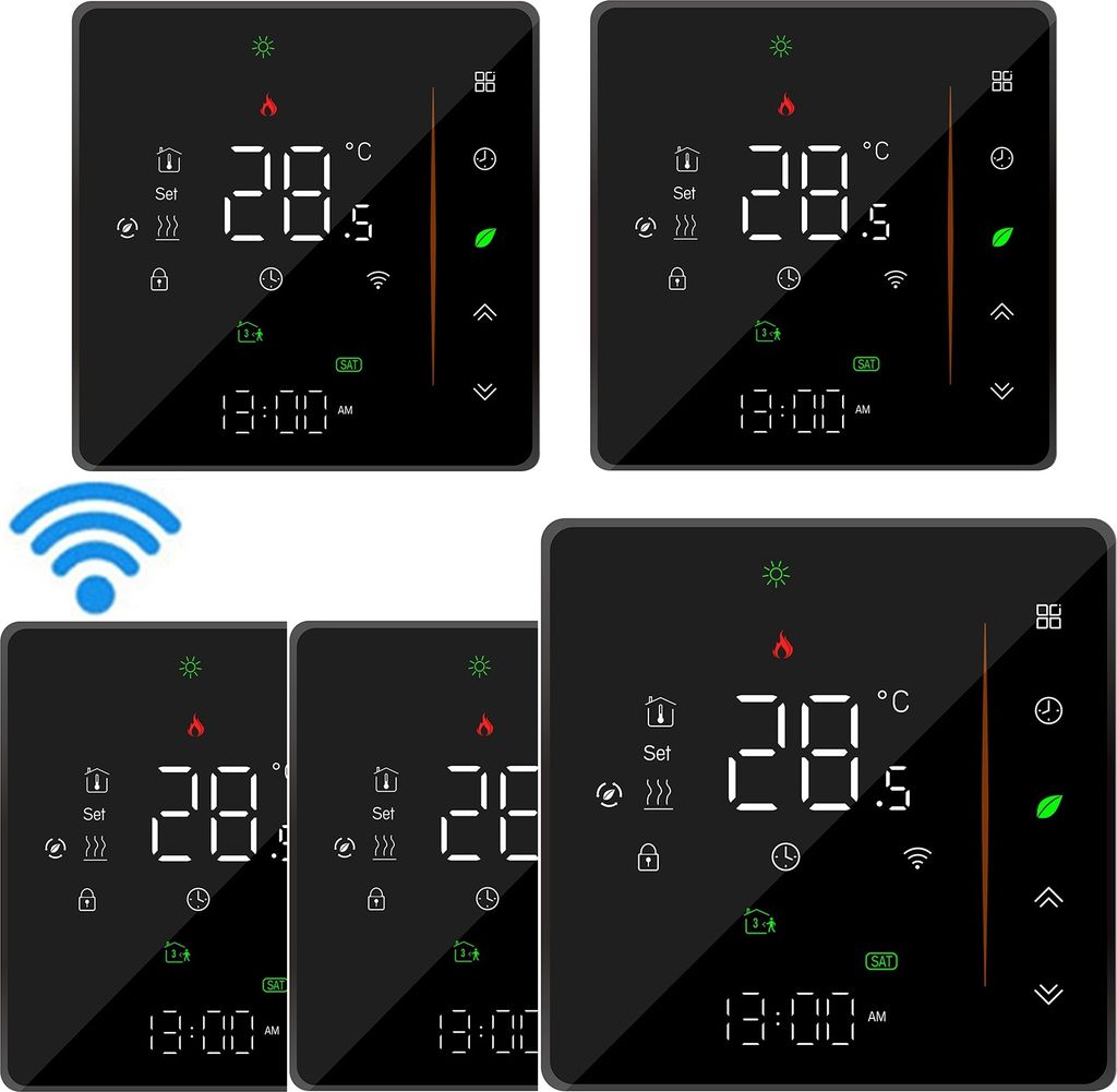 5X WiFi Digital LCD Raumthermostat Thermostatr für 16A Elektroheizung Fußbodenheizung Wöchentlich programmierbarer Wandthermostat Unterstützung...
