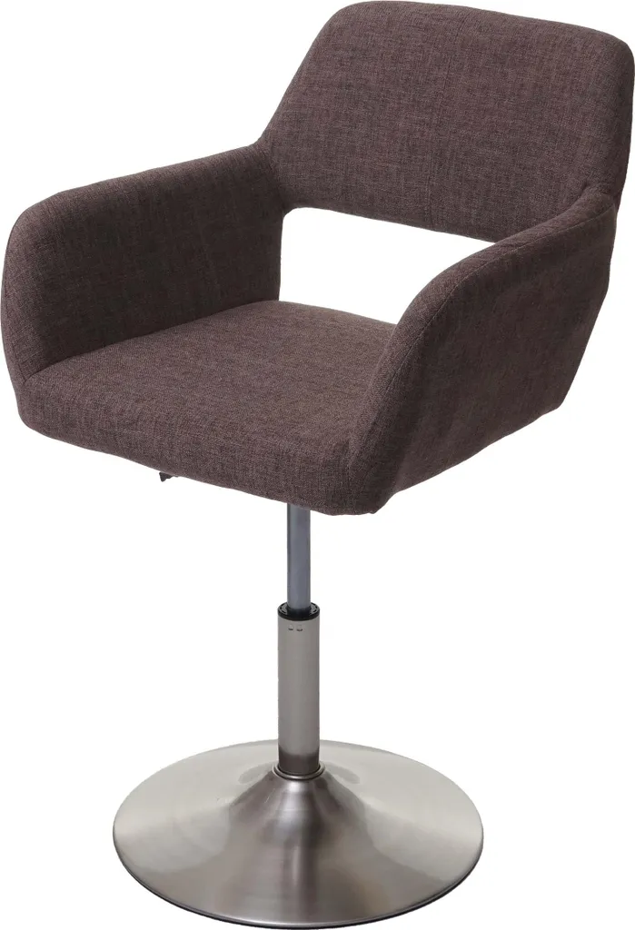 Chaise de salle à manger HWC-A50 III rétro marron en tissu brossé