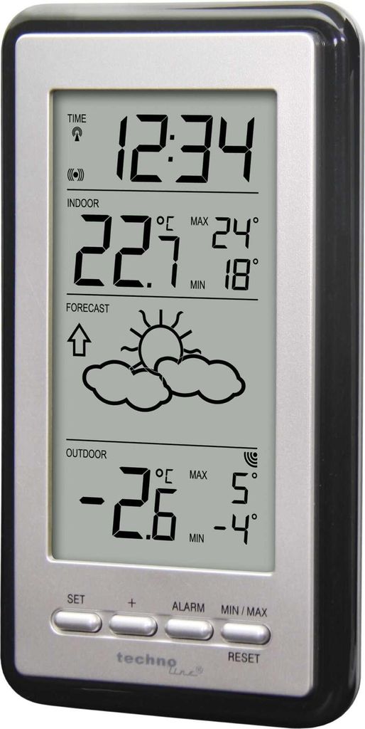Stazione Meteo Technoline WS 9767 - Temperatura Interna/Esterna, Oradio Radio, Sveglia - Display Chiaro, Design Nero - Foto 8