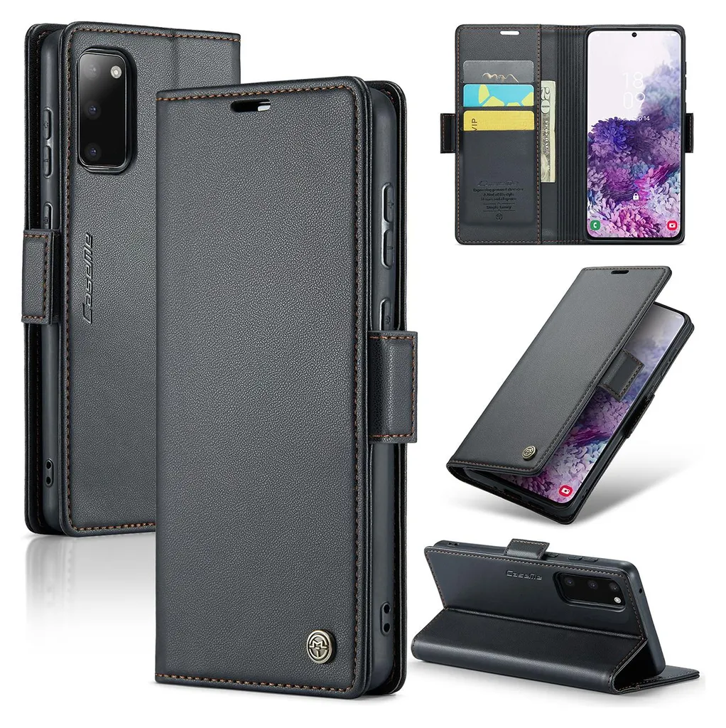 Custodia Galaxy S20 Pelle Nera: Cover Portafoglio Protettiva con Stand