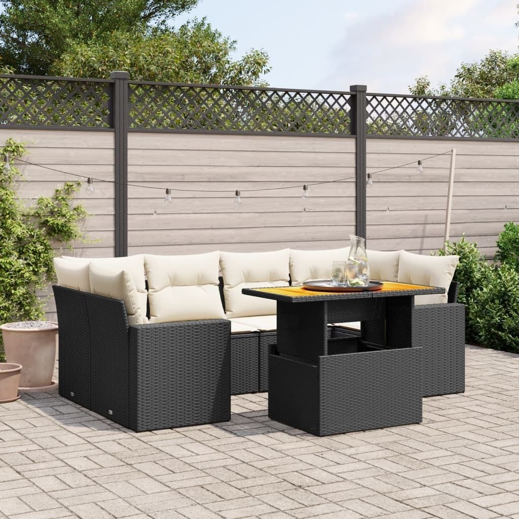 Maison Exclusive - 7-tlg. Garten-Sofagarnitur mit Kissen Schwarz Poly Rattan