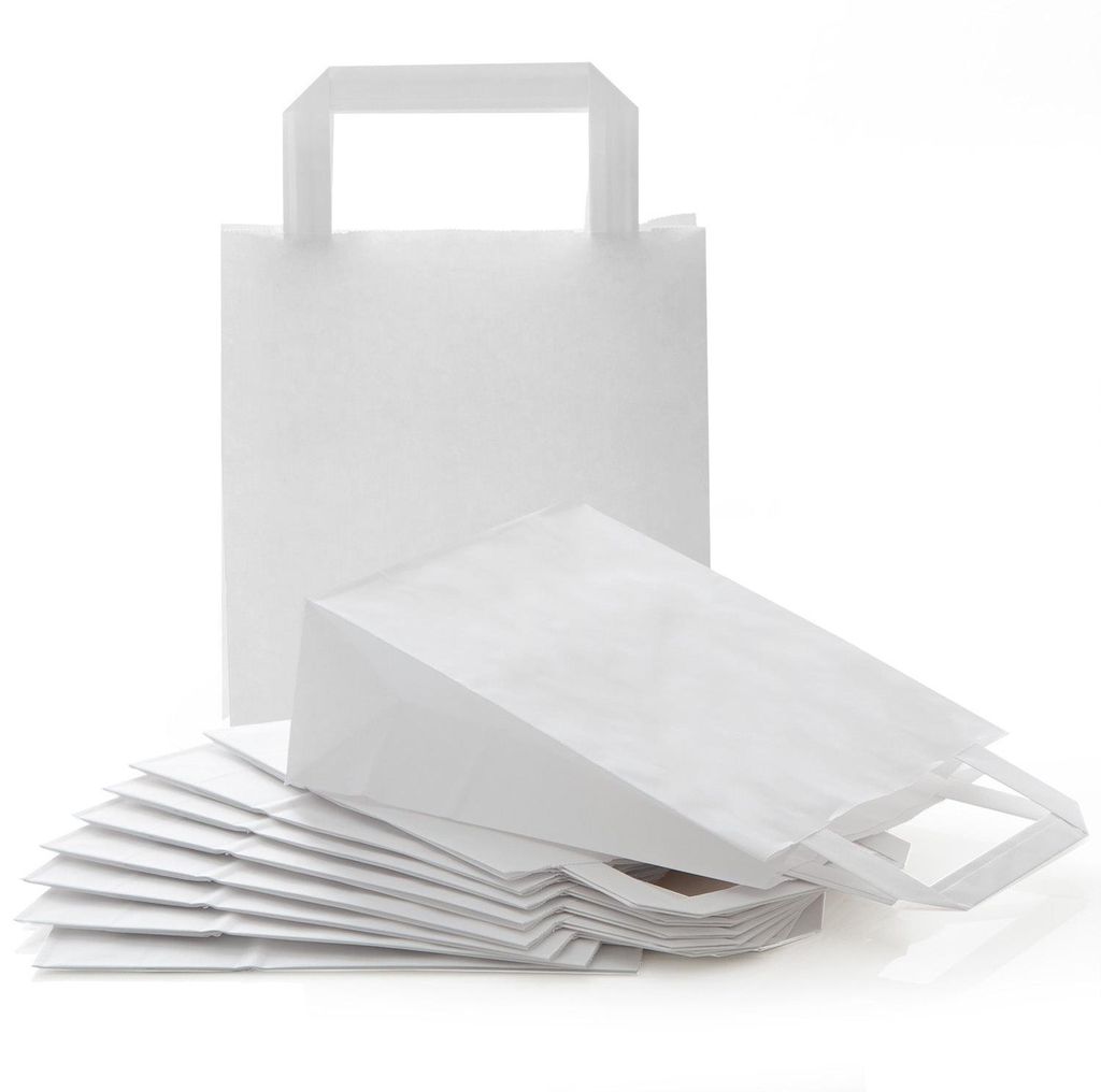 10 kleine weiße neutrale Kraftpapier Papiertüte Papiertasche Geschenktüte 18 x 8 x 22 cm Geschenkbeutel Verpackung Geschenk Mitgebsel give-away ...