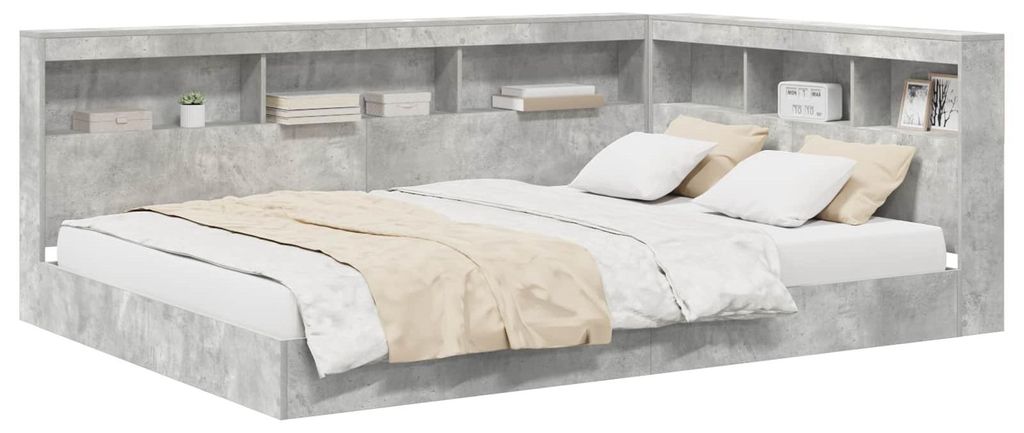 vidaXL Regálová postel betonová šedá 160 x 200 cm materiál Obrázek produktu 