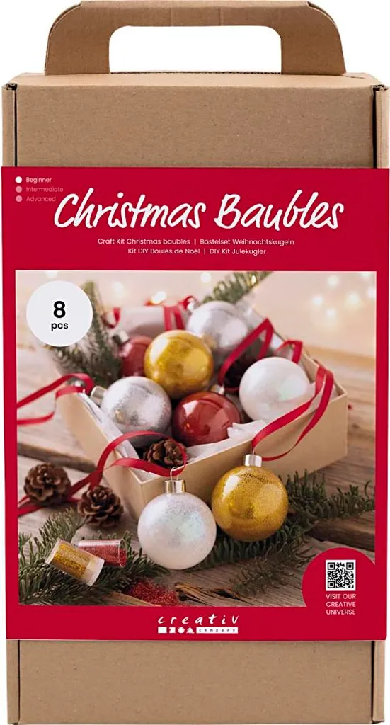 Boules de Noël en verre pailletées : kit bricolage avec matériel