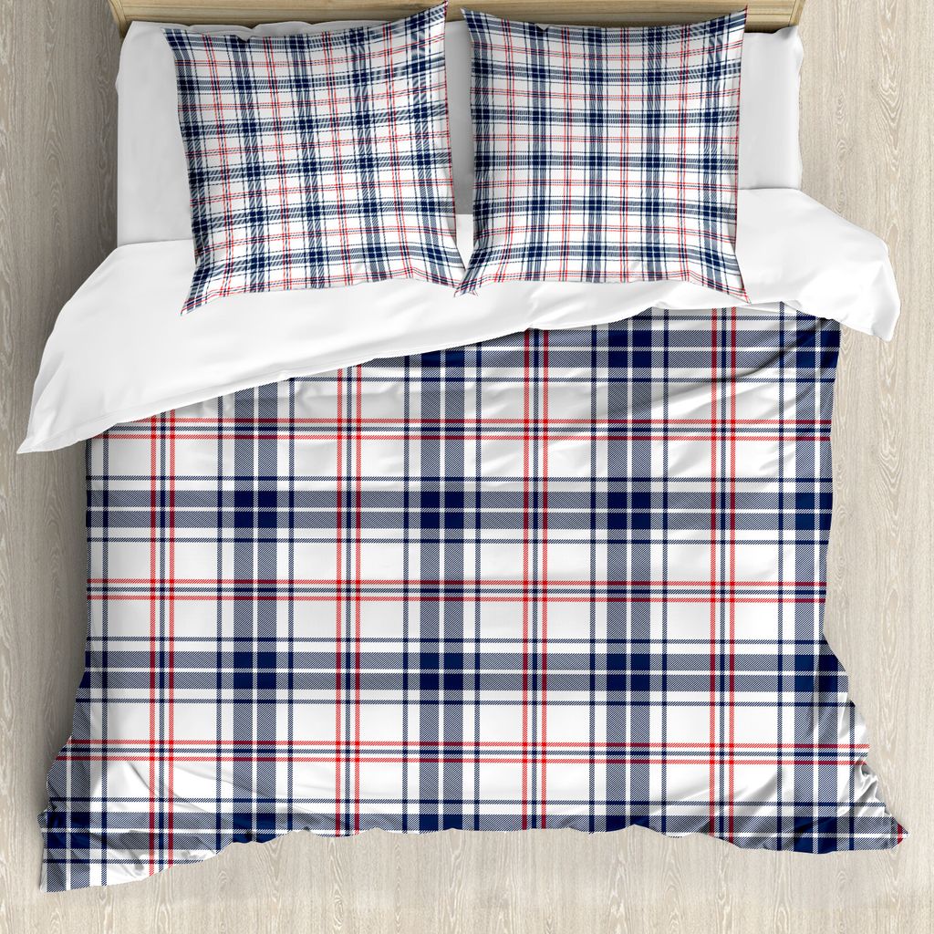 ABAKUHAUS Plaid Bettbezug, Britische Land-Muster, Milbensicher Allergiker geeignet mit Kissenbezügen, 200 cm x 200 cm - 80 x 80 cm, Vermilion Mari...