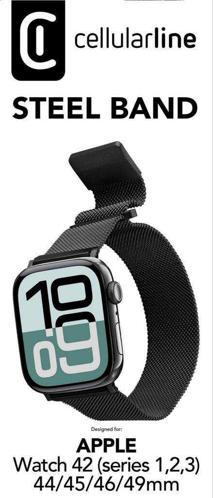 Steel Band für Apple Watch (Serie 1/ 2/ 3) 44/ 45/ 46/ 49mm Milanaise Black (61128)