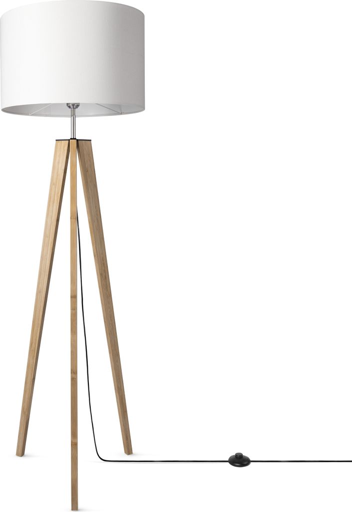 Tischleuchte Dreibein Nachttischlampe Stehlampe E27 Stoff Lampenschirm Uni